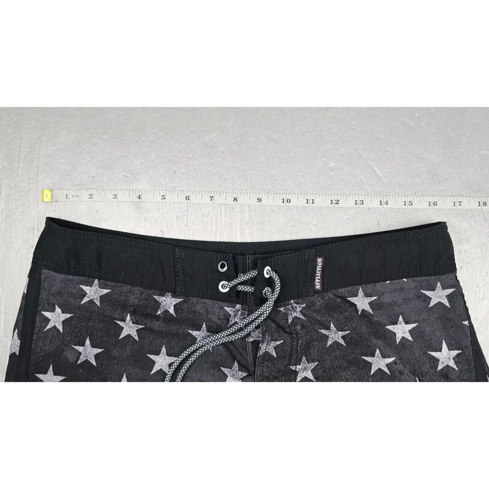 Affliction Boardshorts Mens 33‎ Black American Flag Grunge Punk Y2k Swim Trunks